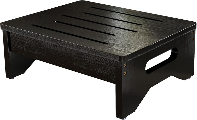 Hellojin Wooden Step Stool for Adults & Kids, Non-Slip Rubber Feet, 6.5 Inch High, Lightweight Small Step, 400 Lbs Capacity, Bed Step Stool for High Bed, Bathroom & Kitchen (Black) - Image 1